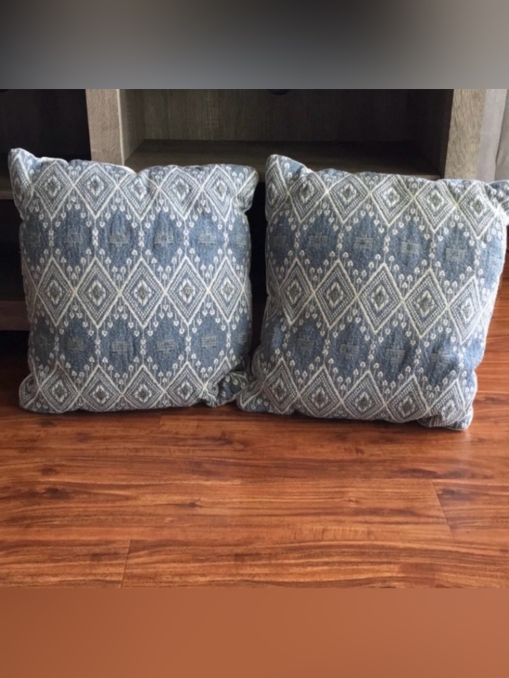 Target Bohemian Blue Cream Metallic Gold Diamond Woven Decor Pillows Set of 2